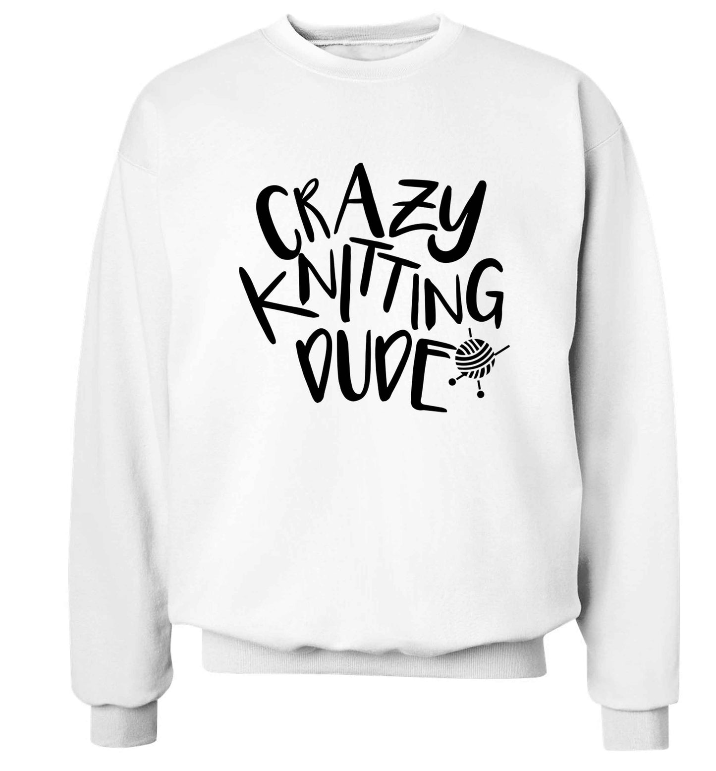 Crazy knitting dude Adult's unisex white Sweater 2XL