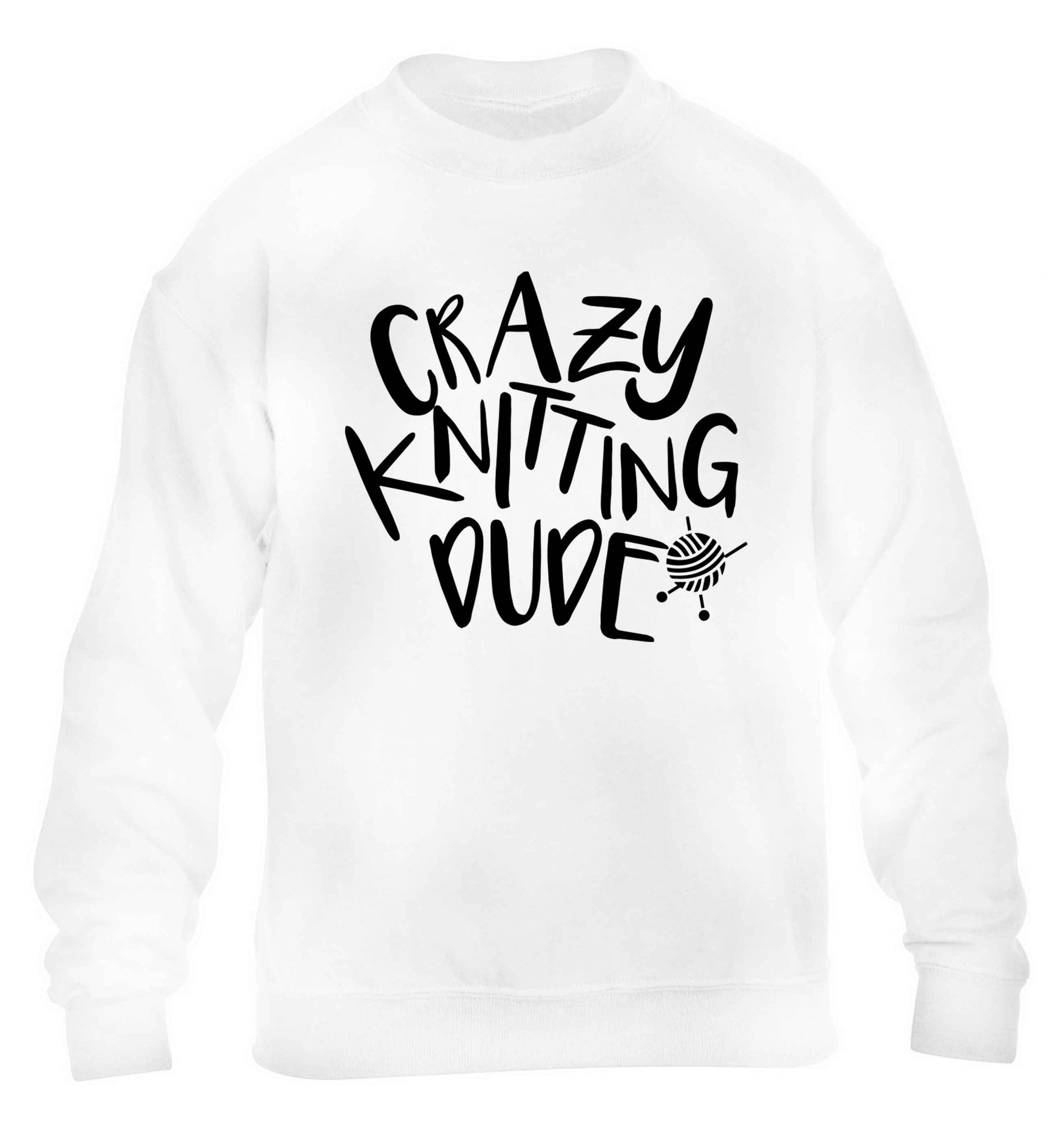 Crazy knitting dude children's white sweater 12-13 Years