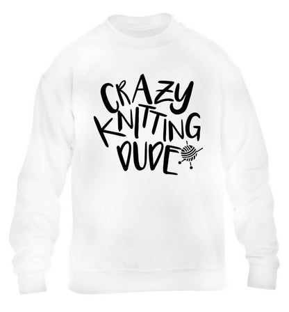 Crazy knitting dude children's white sweater 12-13 Years