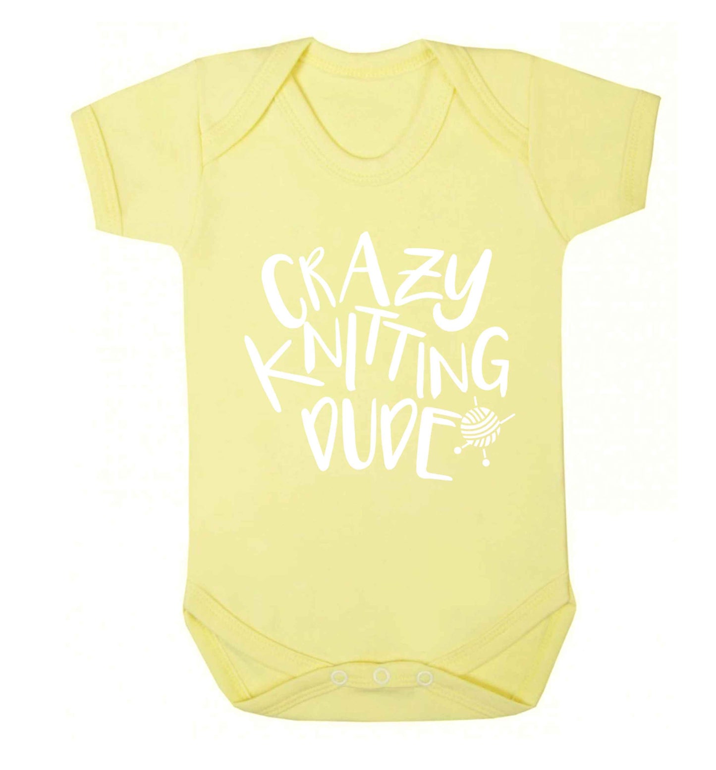Crazy knitting dude Baby Vest pale yellow 18-24 months