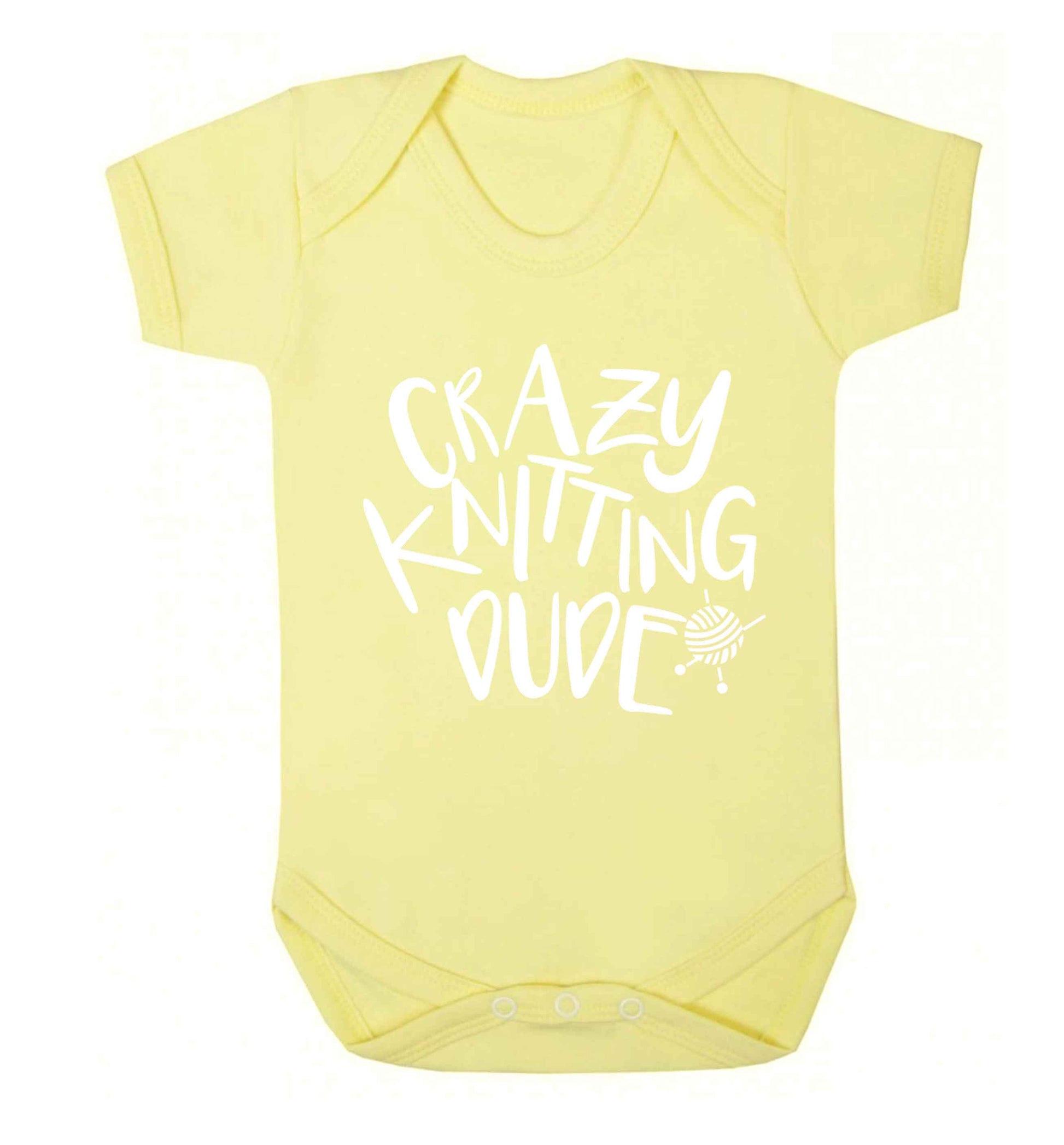 Crazy knitting dude Baby Vest pale yellow 18-24 months