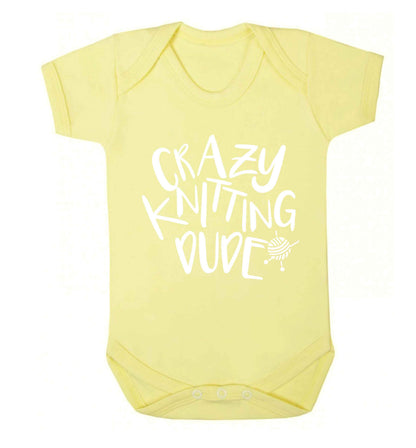 Crazy knitting dude Baby Vest pale yellow 18-24 months