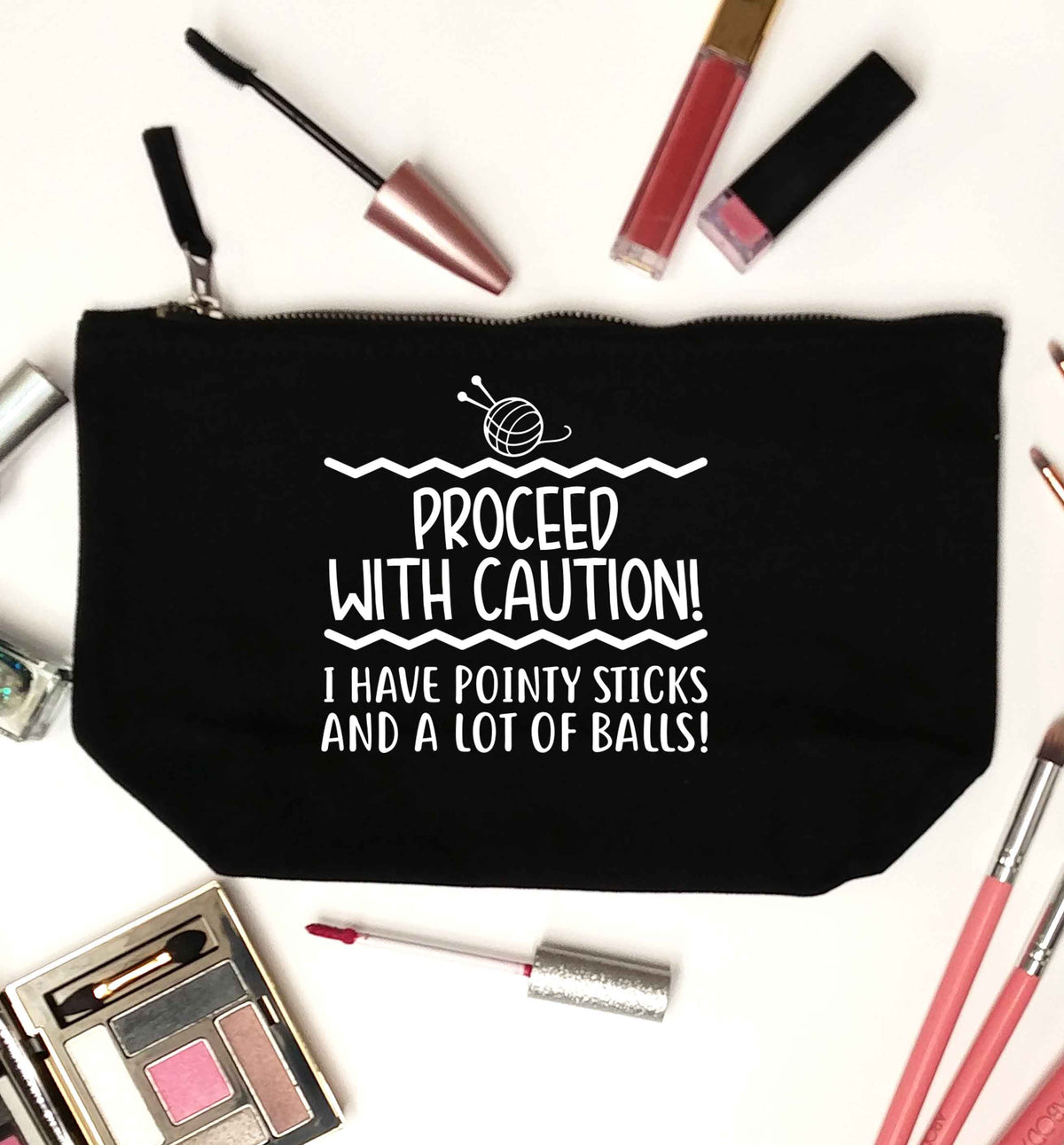 Proceed with caution, I have pointy sticks and a lot of balls black makeup bag