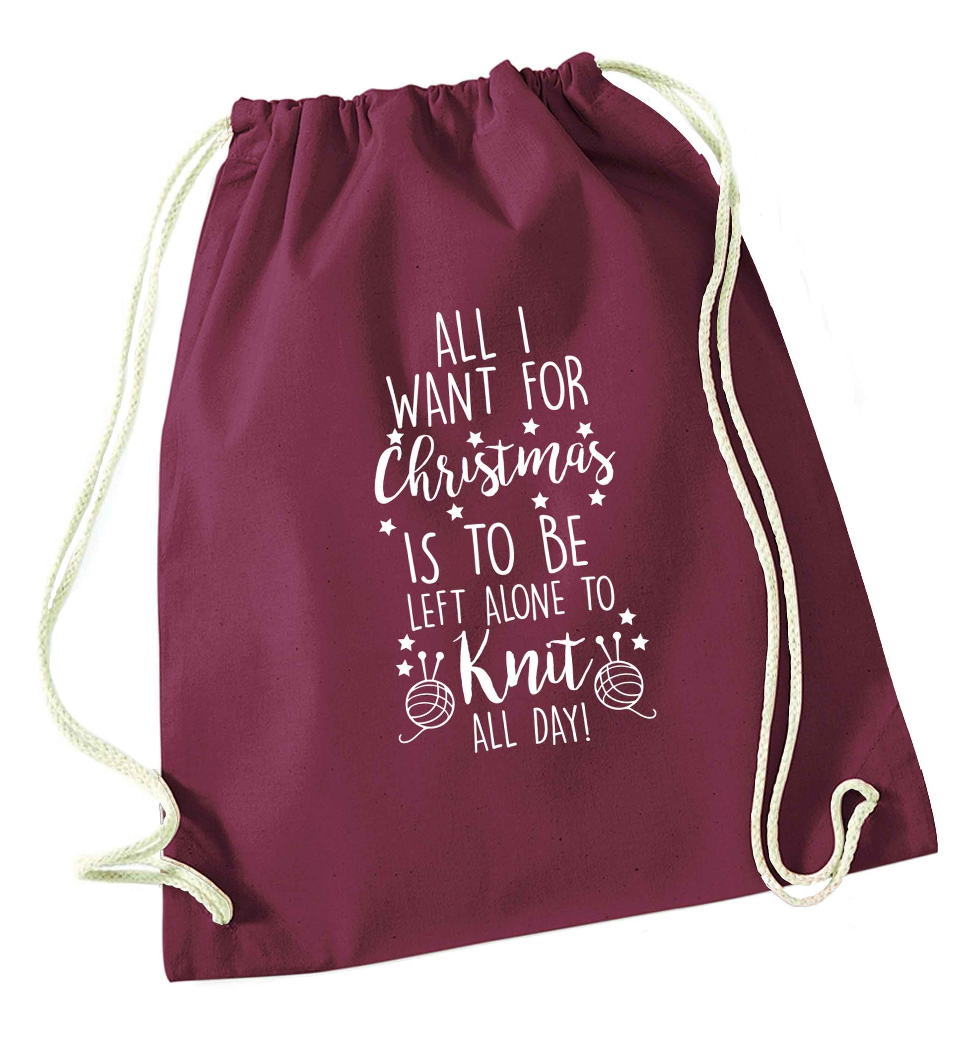 Merry Christmas maroon drawstring bag
