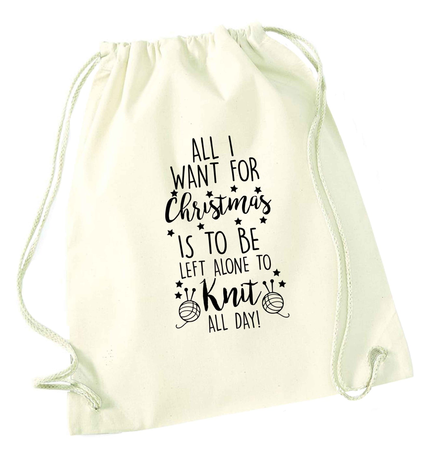 Merry Christmas natural drawstring bag