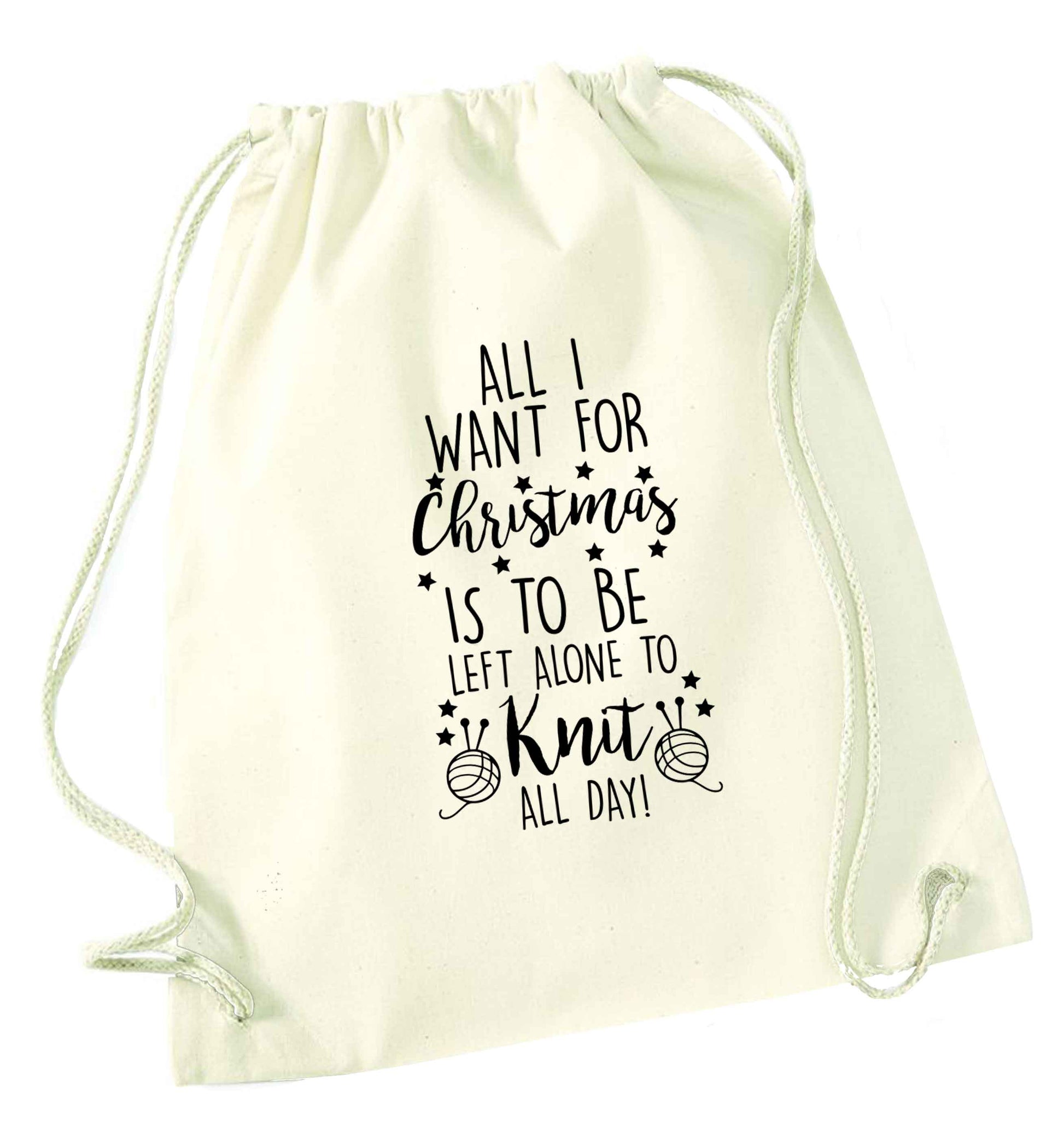 Merry Christmas natural drawstring bag