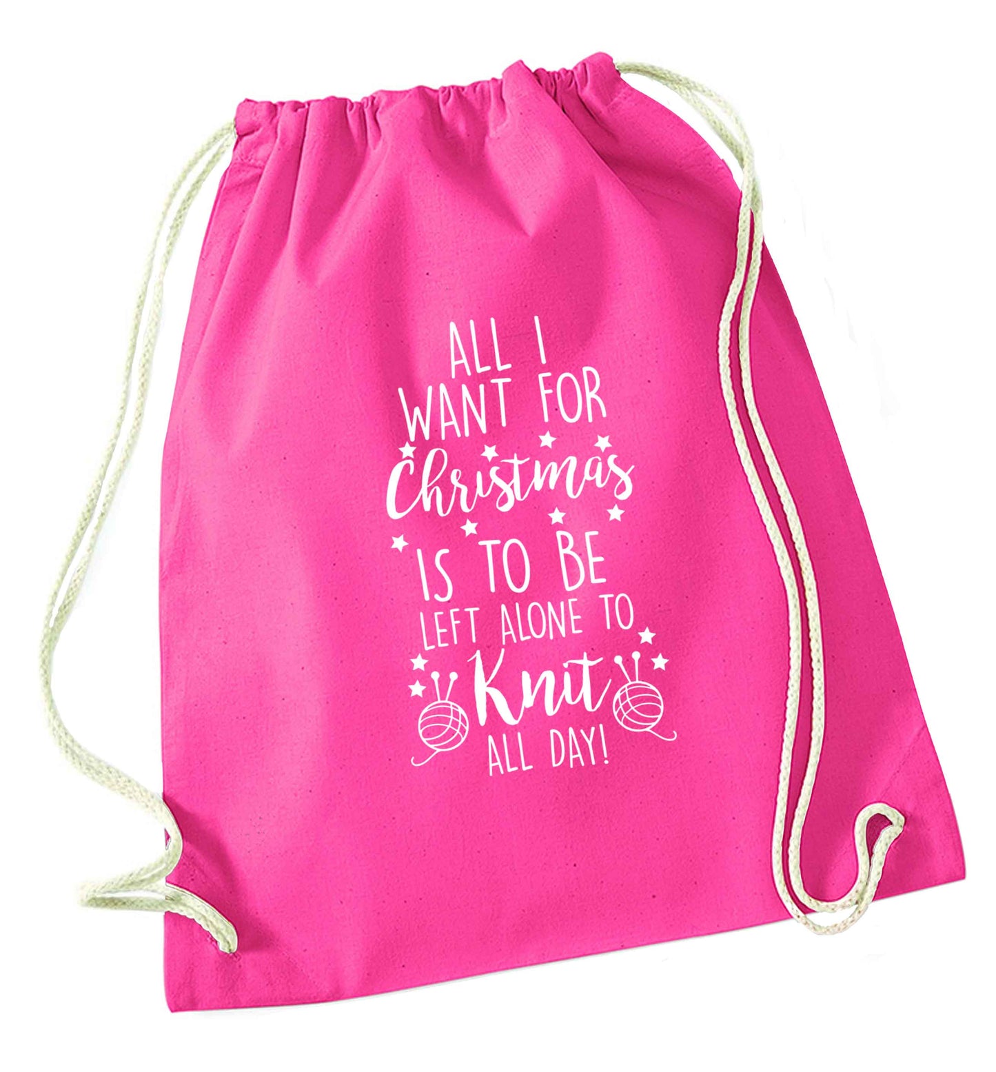 Merry Christmas pink drawstring bag