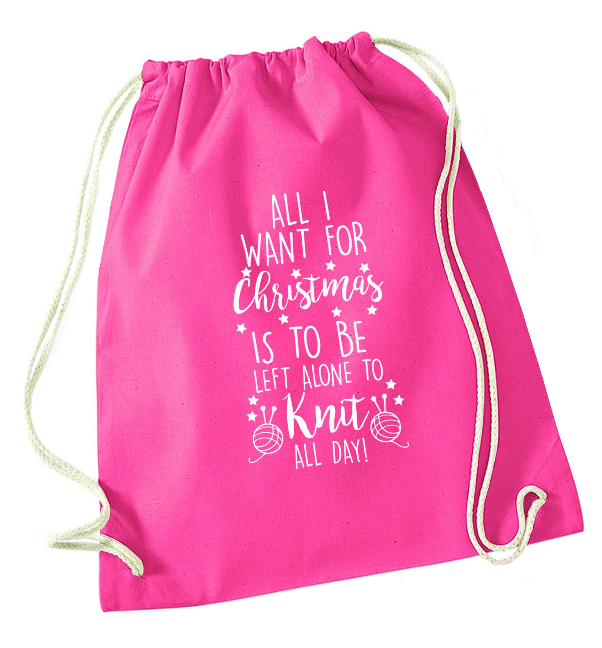Merry Christmas pink drawstring bag