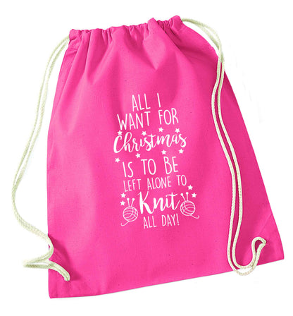 Merry Christmas pink drawstring bag