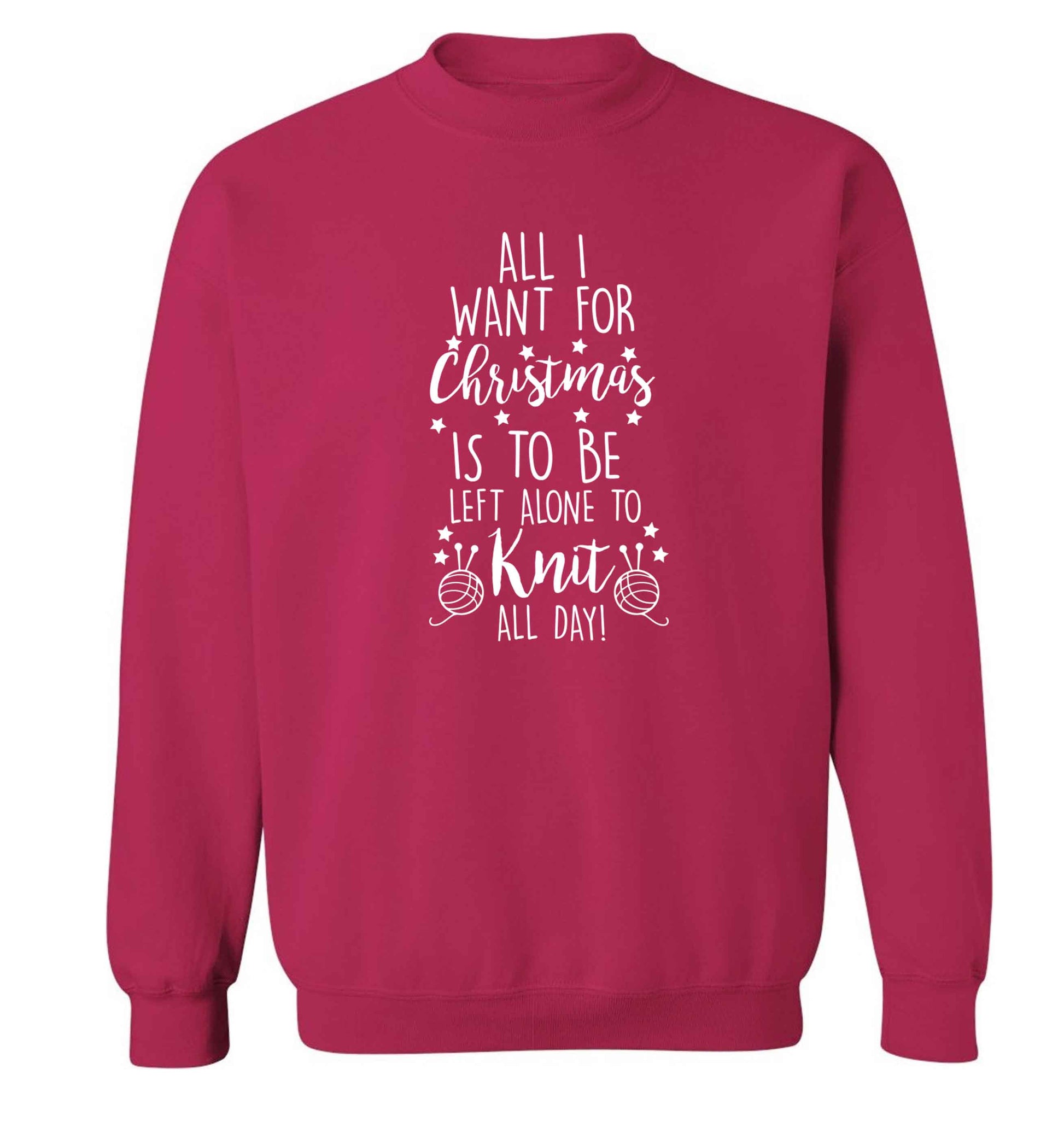 All I want for Christmas is to be left alone to knit all day Adult's unisex pink Sweater 2XL