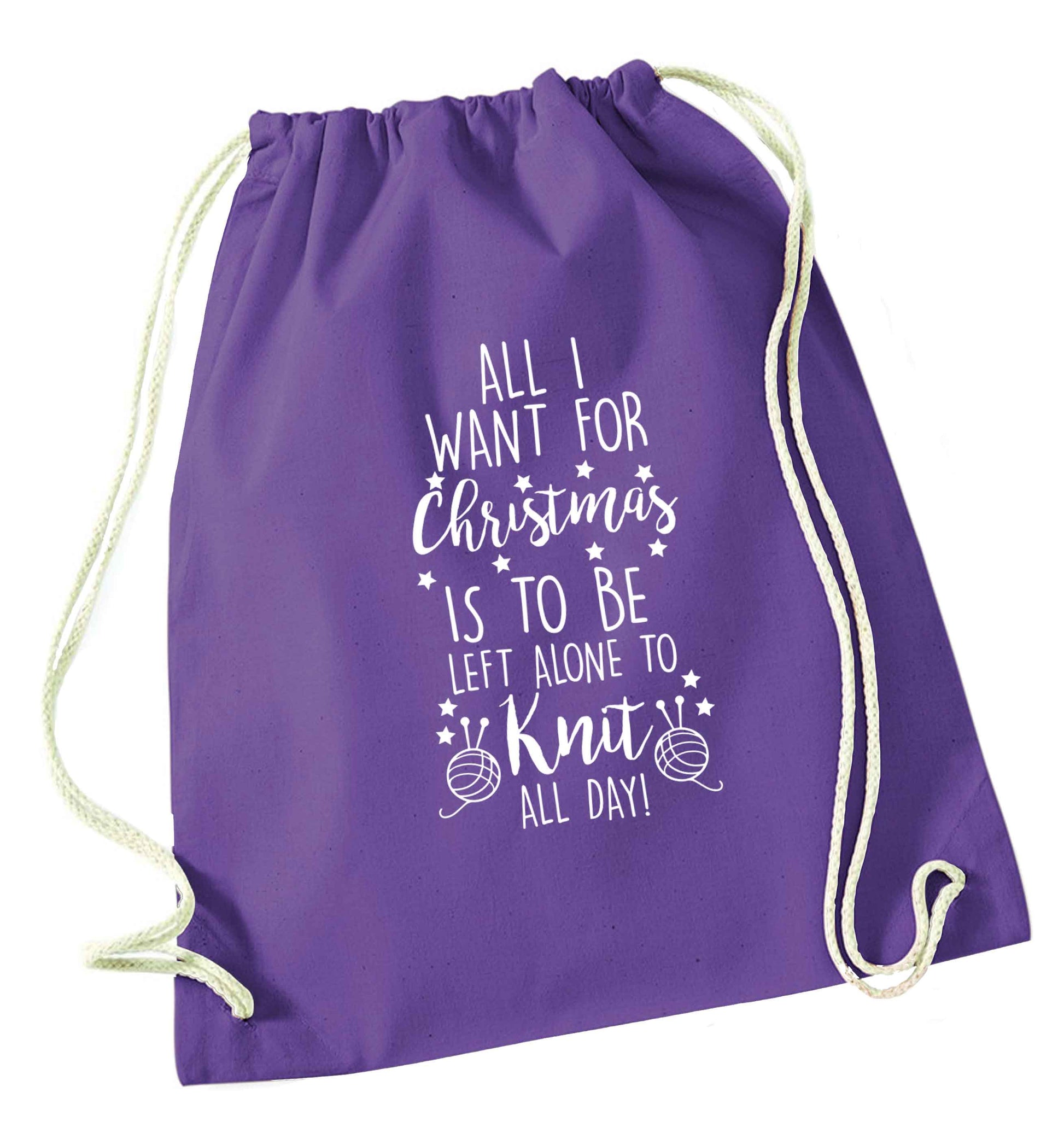 Merry Christmas purple drawstring bag