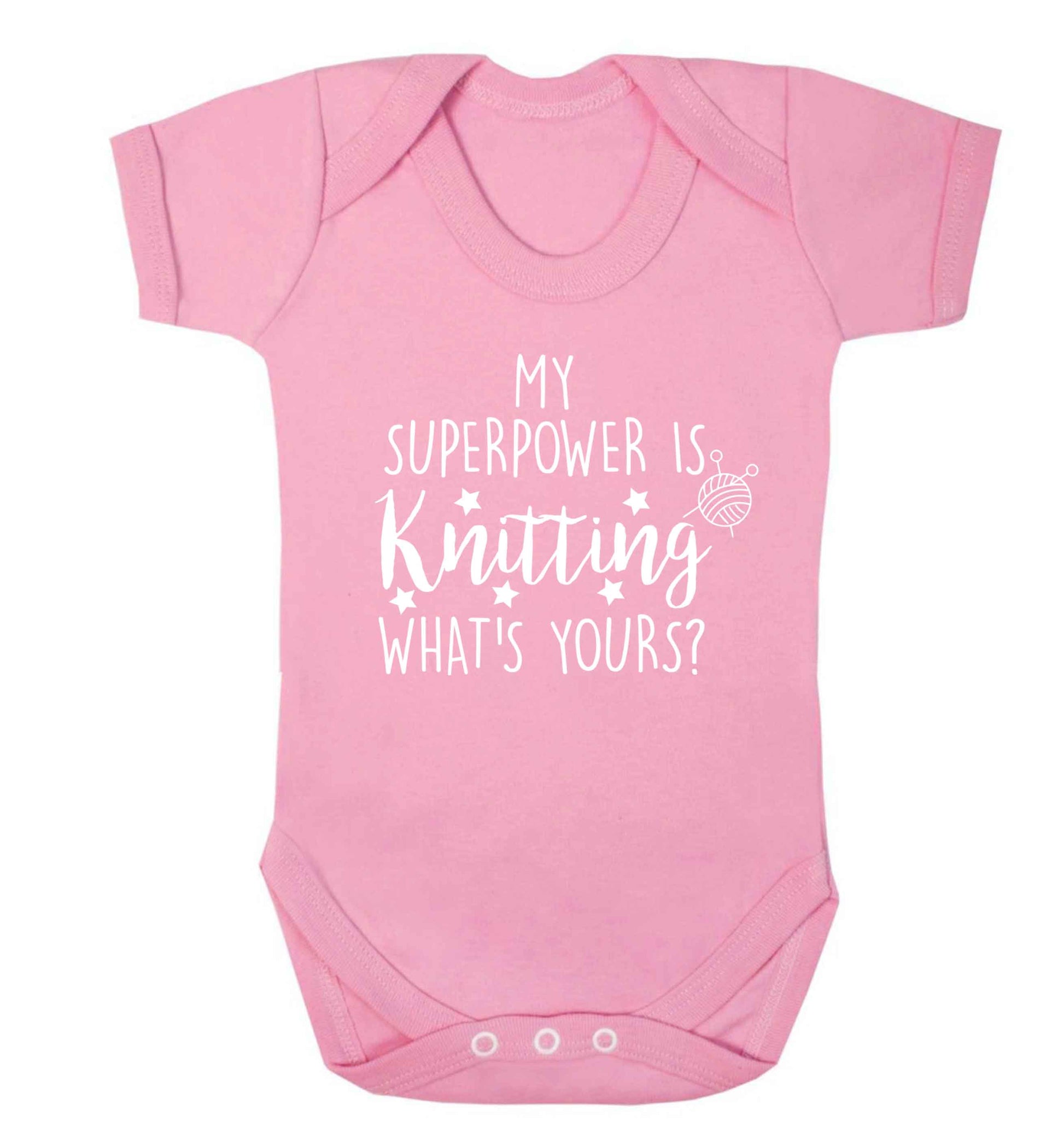 Knitting is my Superpower What's Yours? Baby Vest pale pink 18-24 months