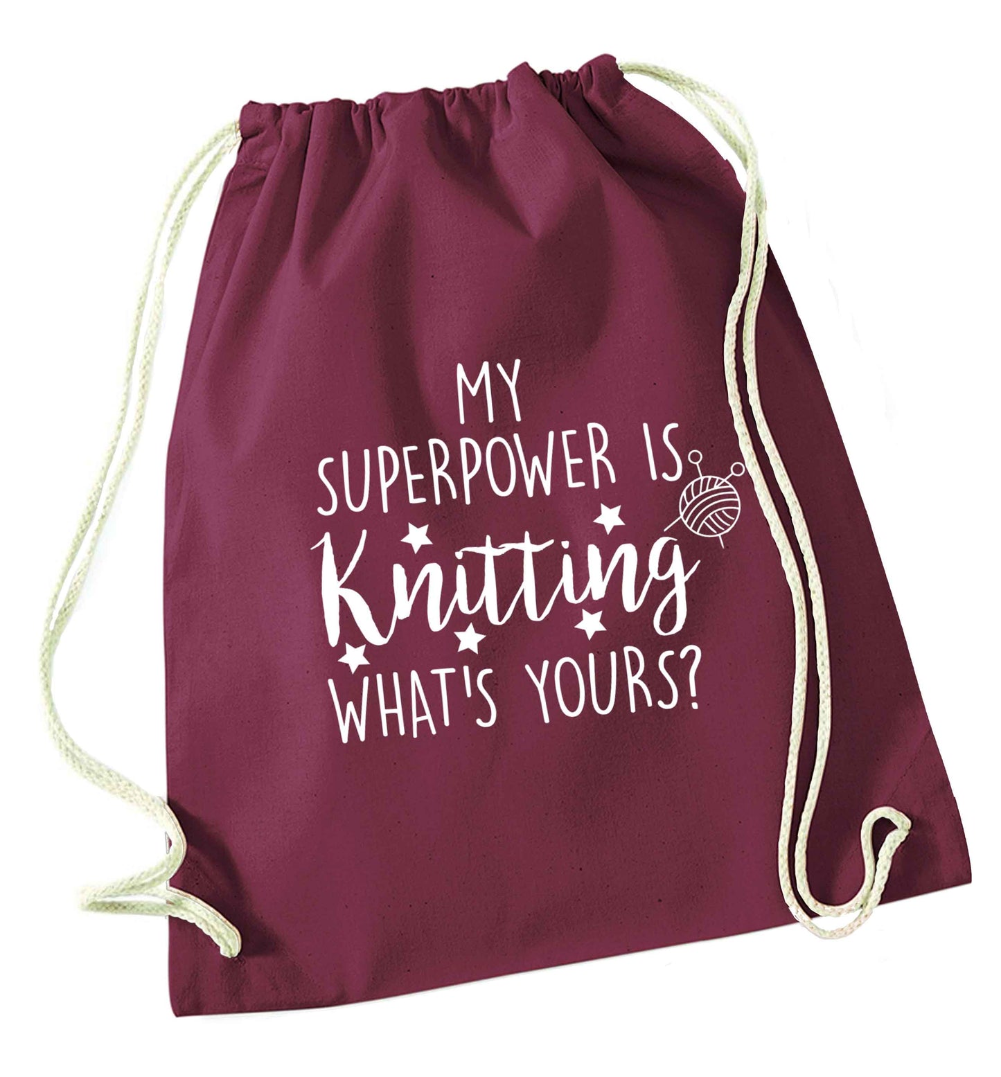 Merry Christmas maroon drawstring bag