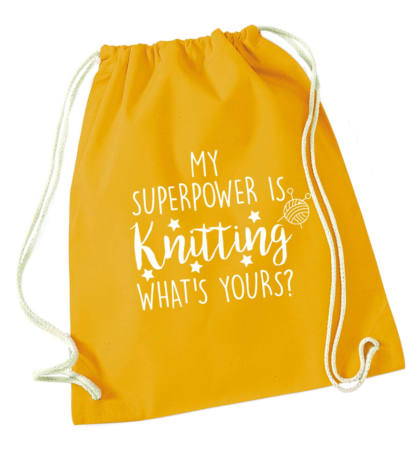 Merry Christmas mustard drawstring bag