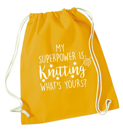 Merry Christmas mustard drawstring bag