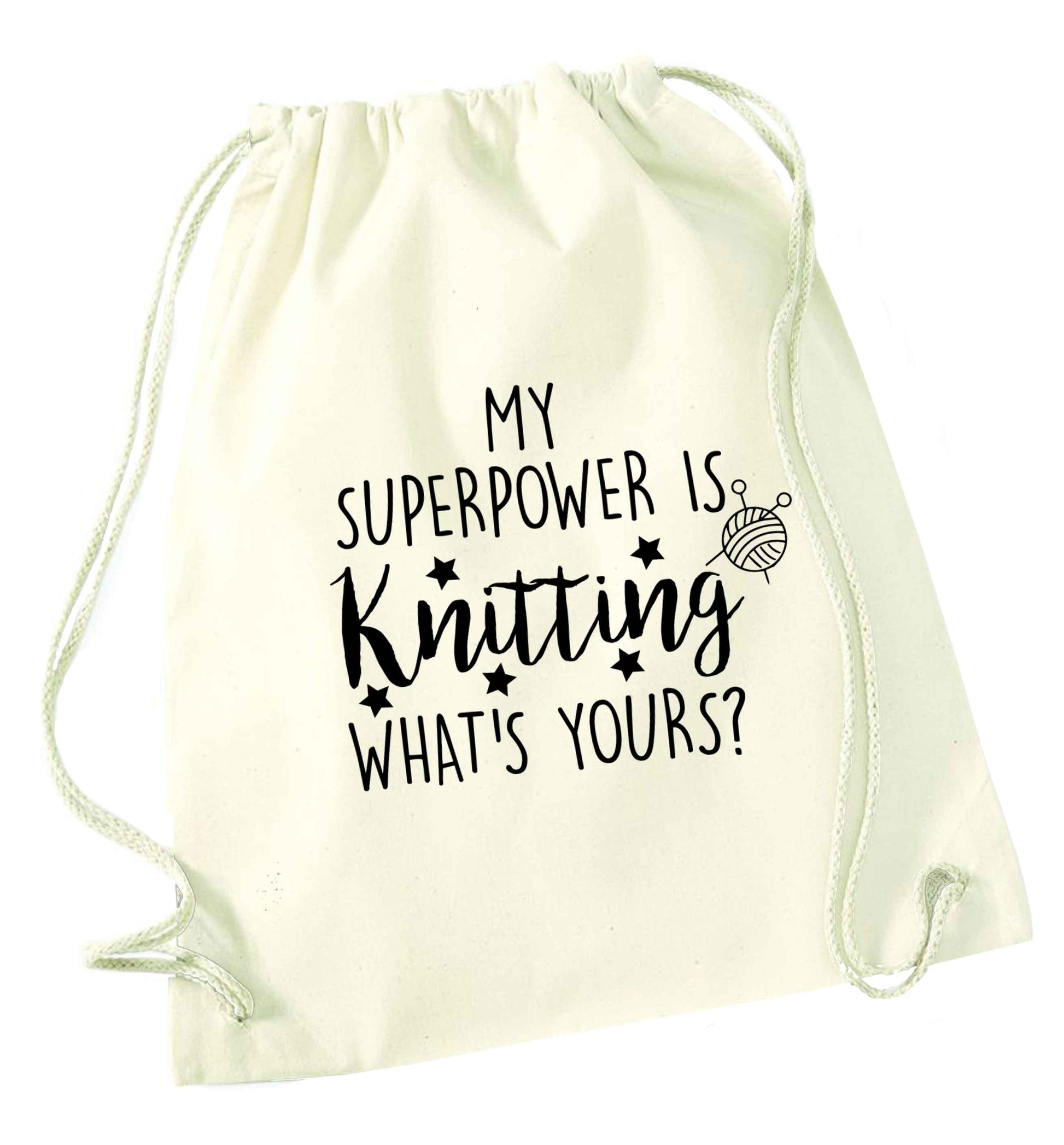Merry Christmas natural drawstring bag