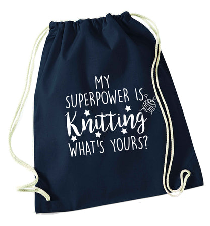 Merry Christmas navy drawstring bag