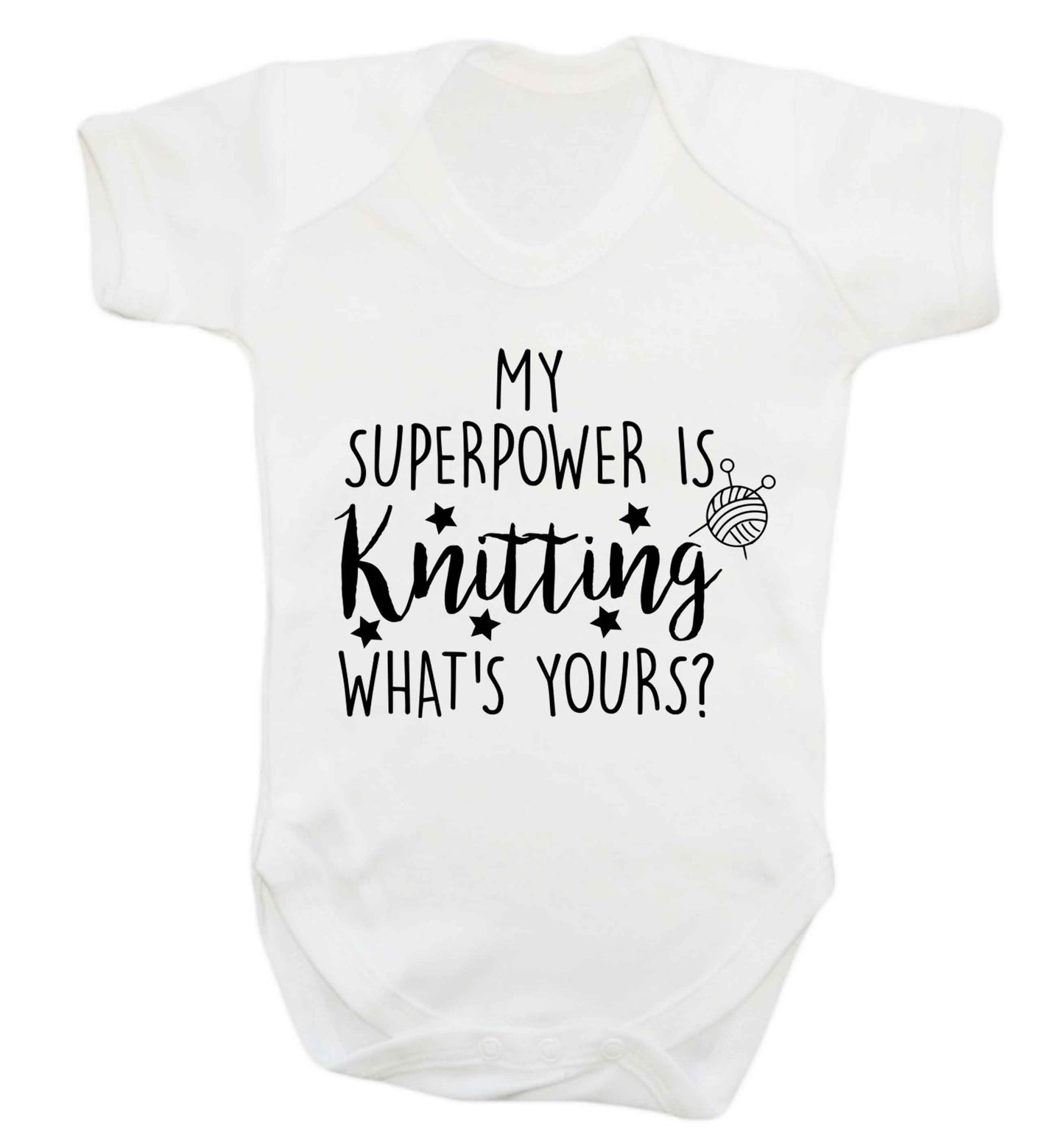 Knitting is my Superpower What's Yours? Baby Vest white 18-24 months