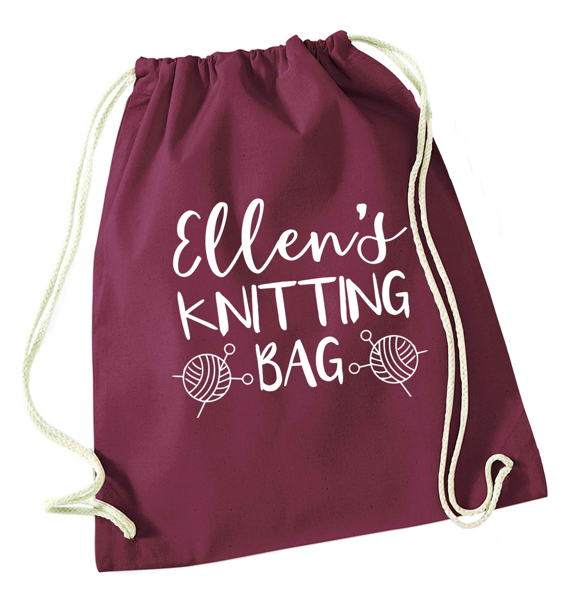 Merry Christmas maroon drawstring bag