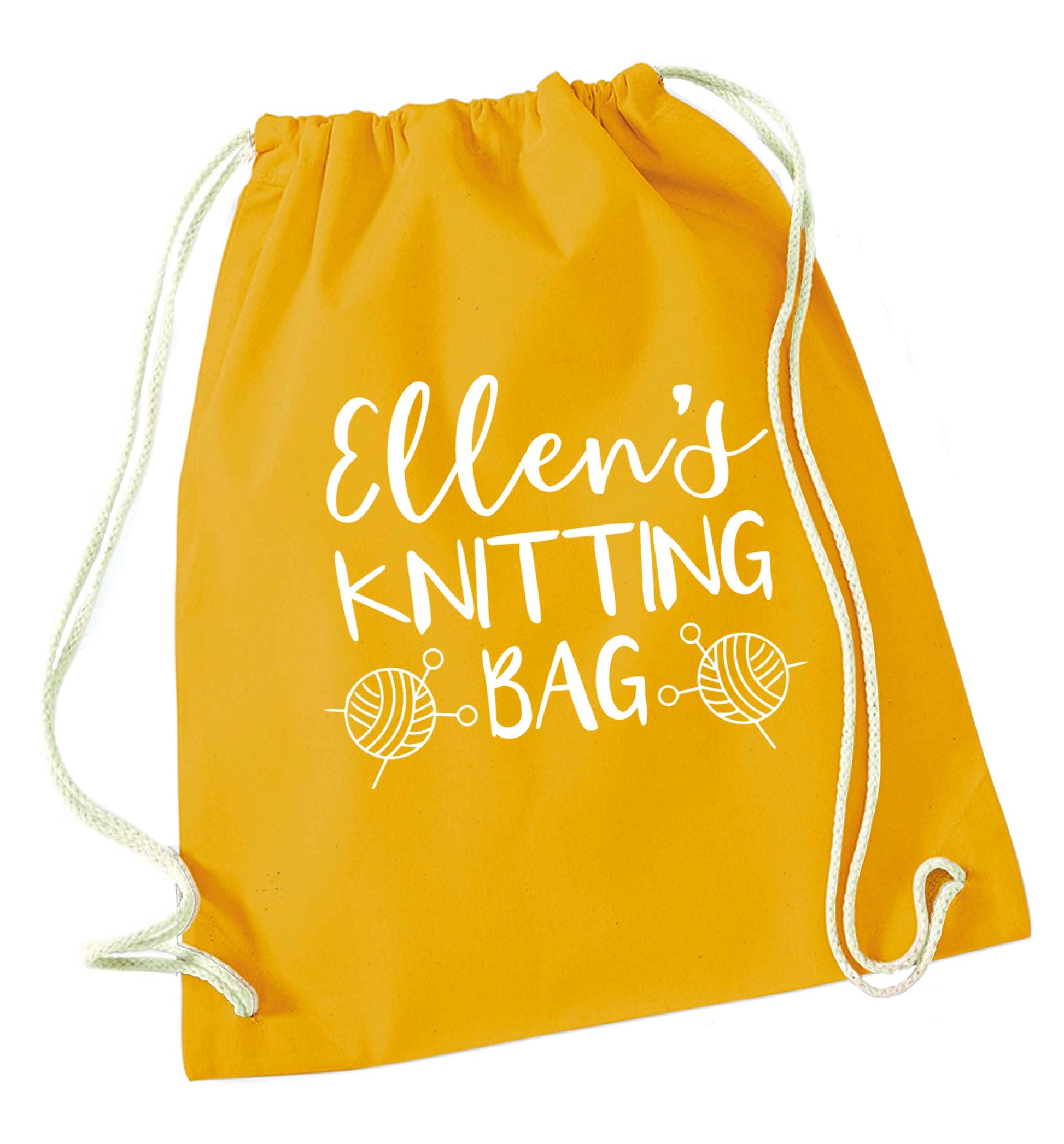Merry Christmas mustard drawstring bag