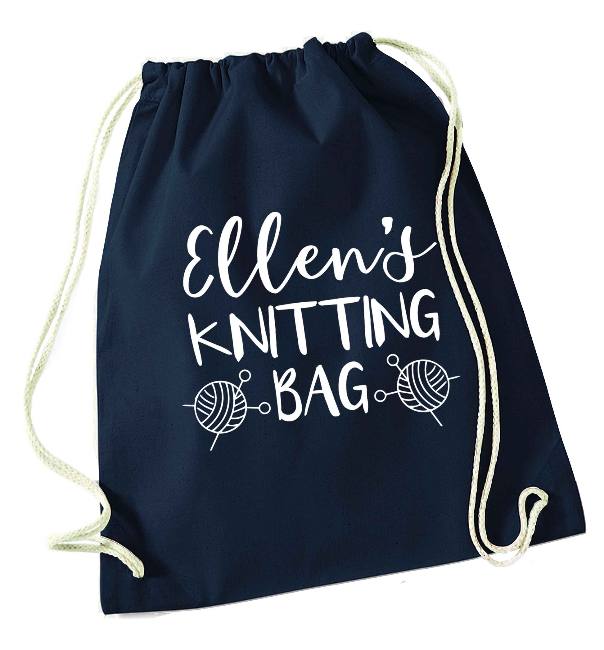 Merry Christmas navy drawstring bag