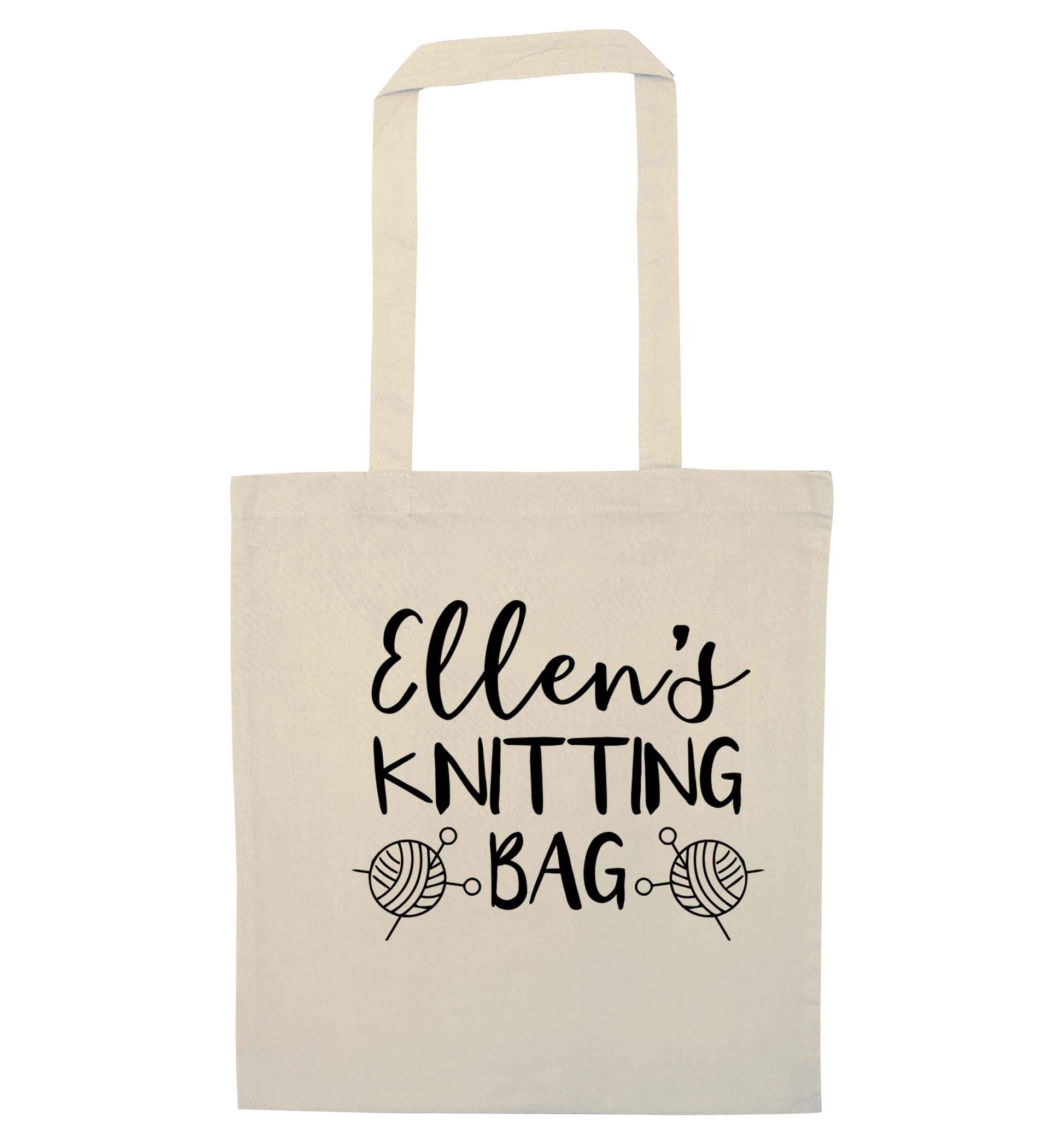 Personalised knitting bag natural tote bag