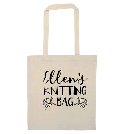 Personalised knitting bag natural tote bag