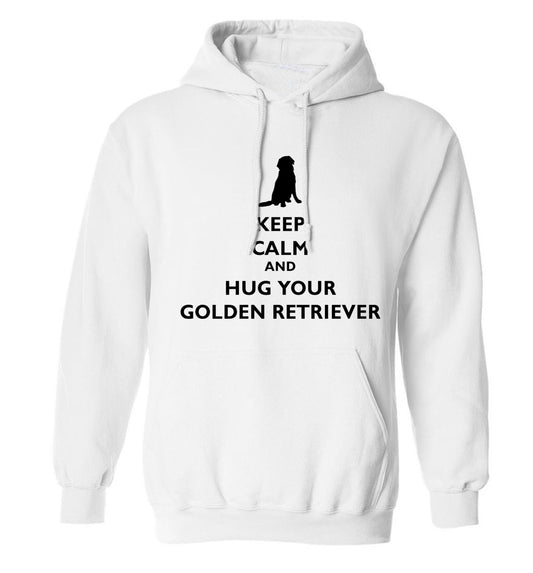 Keep calm and hug your golden retriever adults unisex white hoodie 2XL
