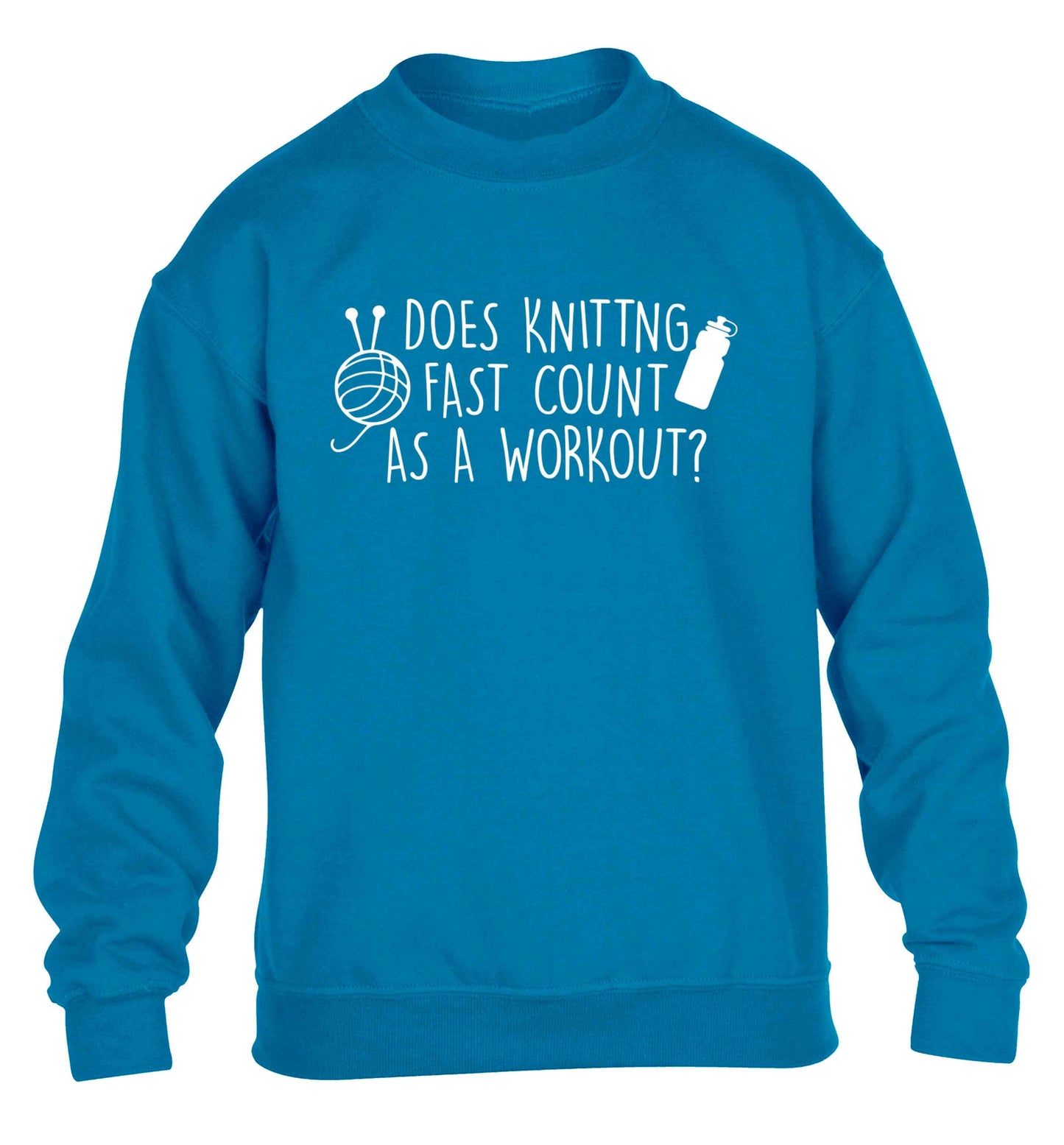 Does knitting fast count as a workout? children's blue sweater 12-13 Years
