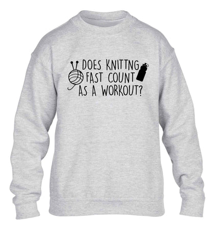 Does knitting fast count as a workout? children's grey sweater 12-13 Years