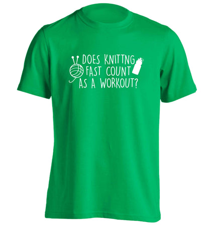 Does knitting fast count as a workout? adults unisex green Tshirt 2XL