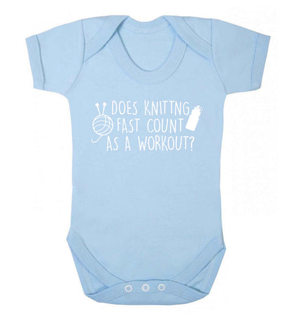 Does knitting fast count as a workout? Baby Vest pale blue 18-24 months