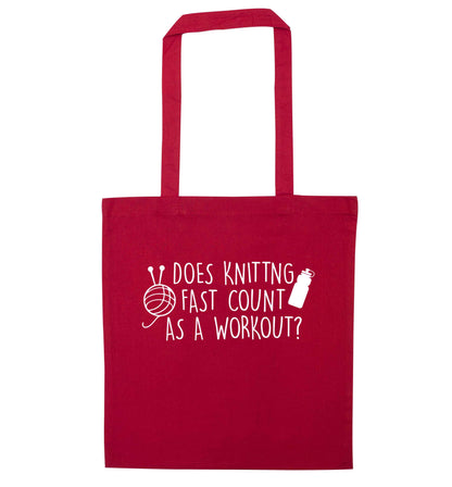 Does knitting fast count as a workout? red tote bag
