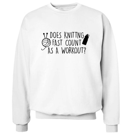 Does knitting fast count as a workout? Adult's unisex white Sweater 2XL