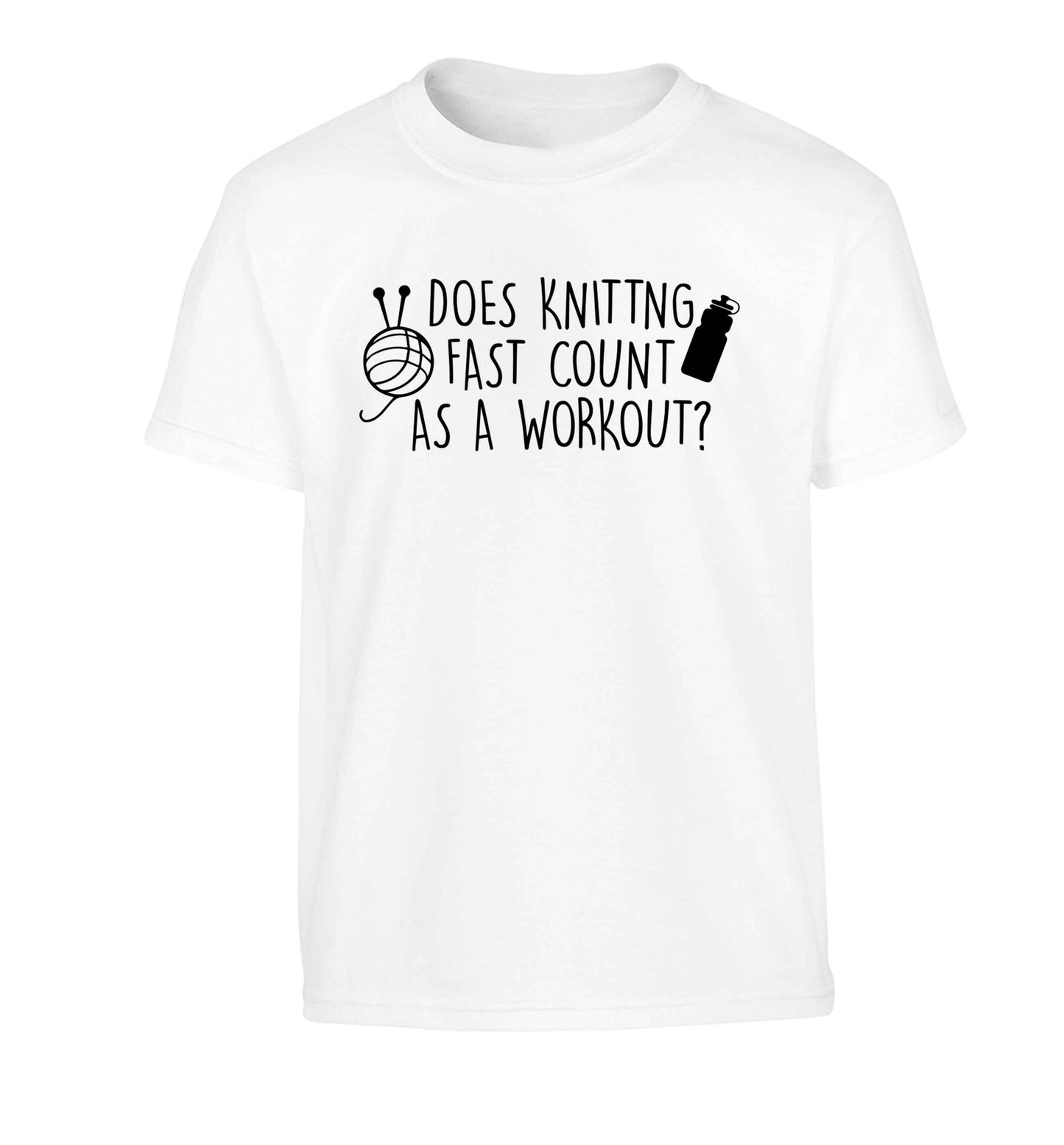 Does knitting fast count as a workout? Children's white Tshirt 12-13 Years