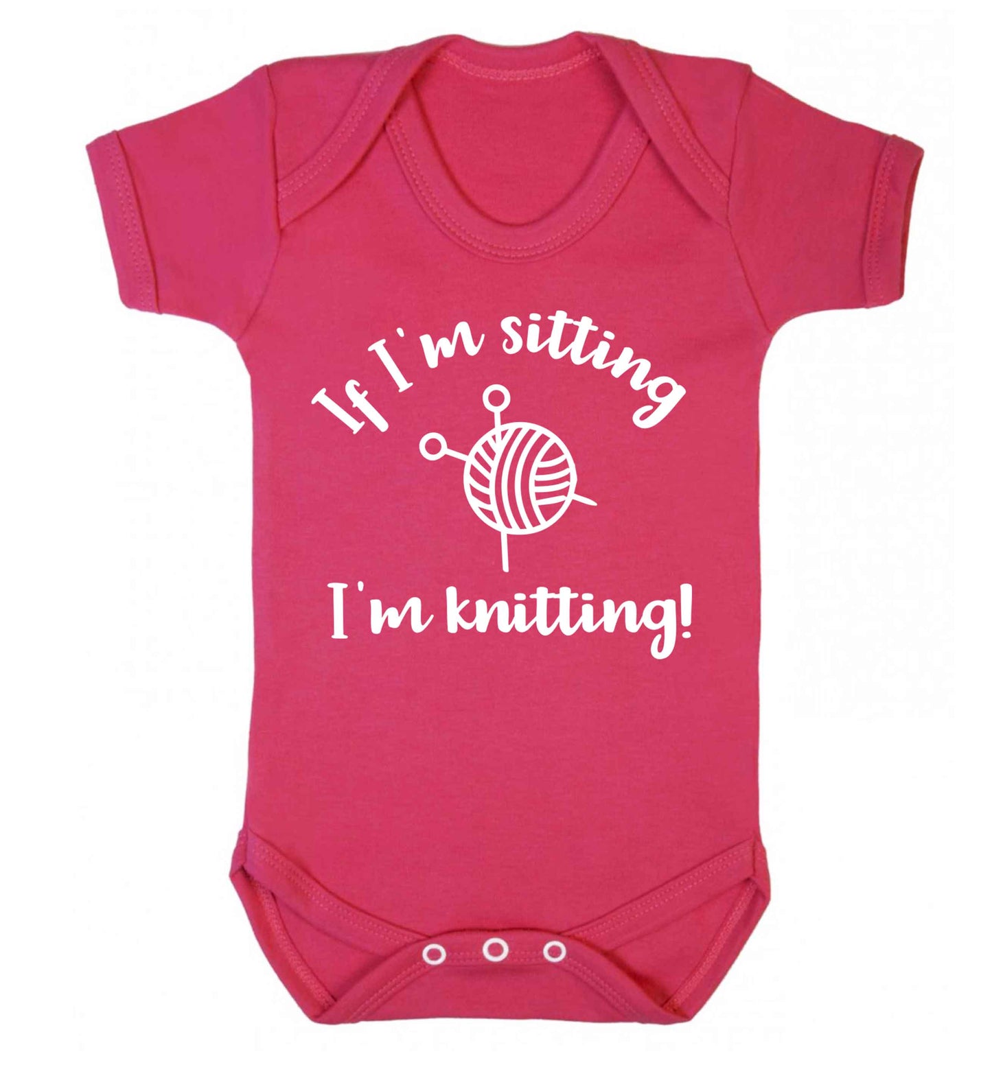 If I'm sitting I'm knitting Baby Vest dark pink 18-24 months
