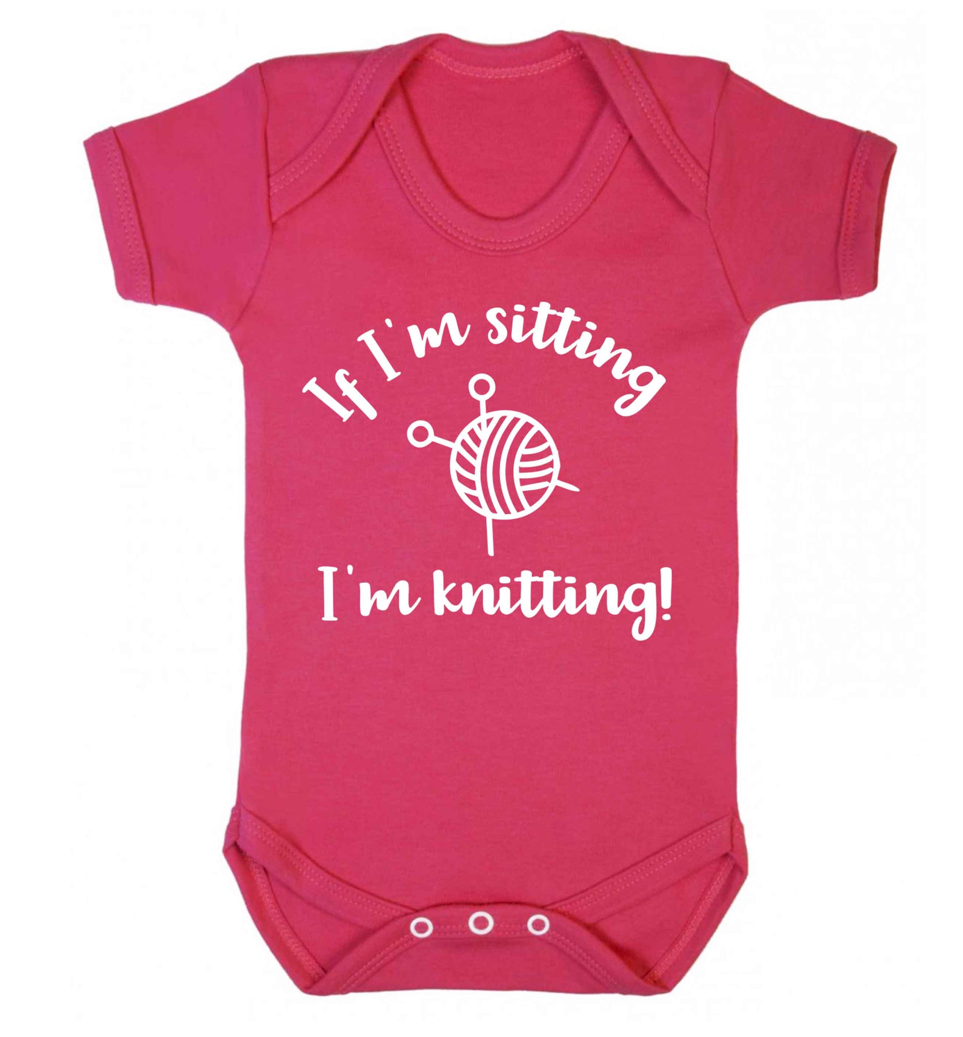 If I'm sitting I'm knitting Baby Vest dark pink 18-24 months