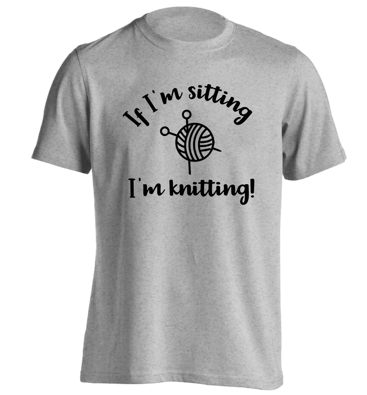 If I'm sitting I'm knitting adults unisex grey Tshirt 2XL