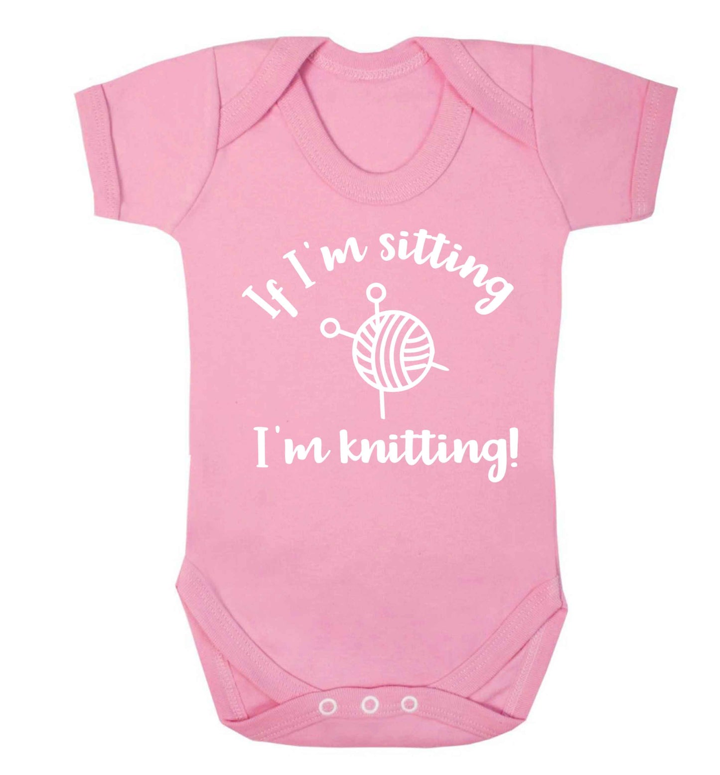 If I'm sitting I'm knitting Baby Vest pale pink 18-24 months