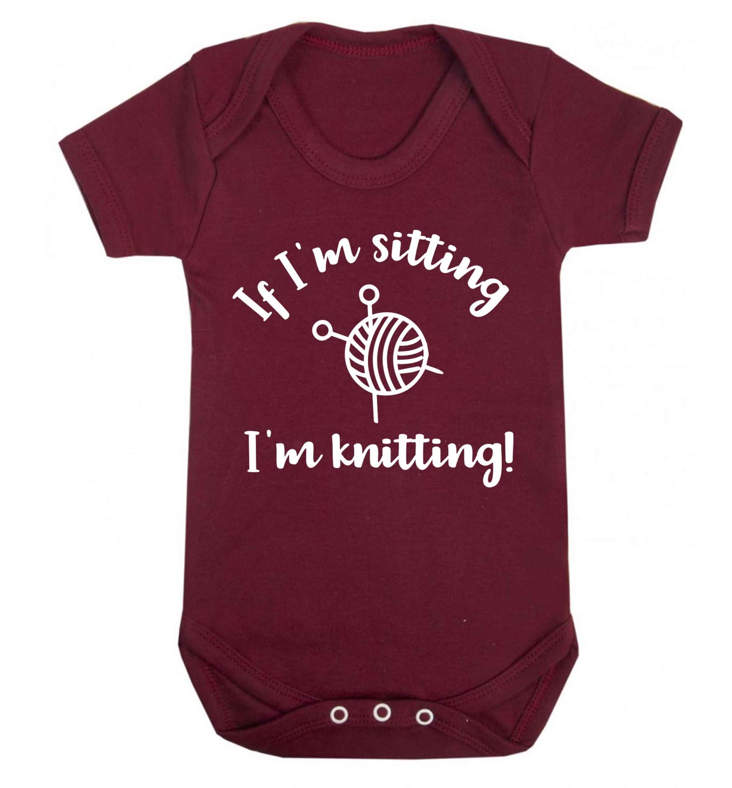 If I'm sitting I'm knitting Baby Vest maroon 18-24 months