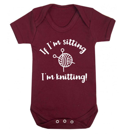 If I'm sitting I'm knitting Baby Vest maroon 18-24 months