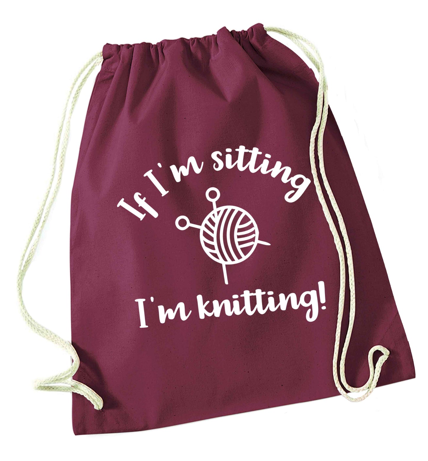 Merry Christmas maroon drawstring bag