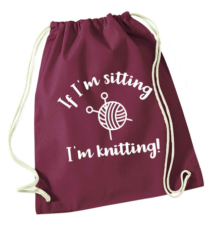 Merry Christmas maroon drawstring bag