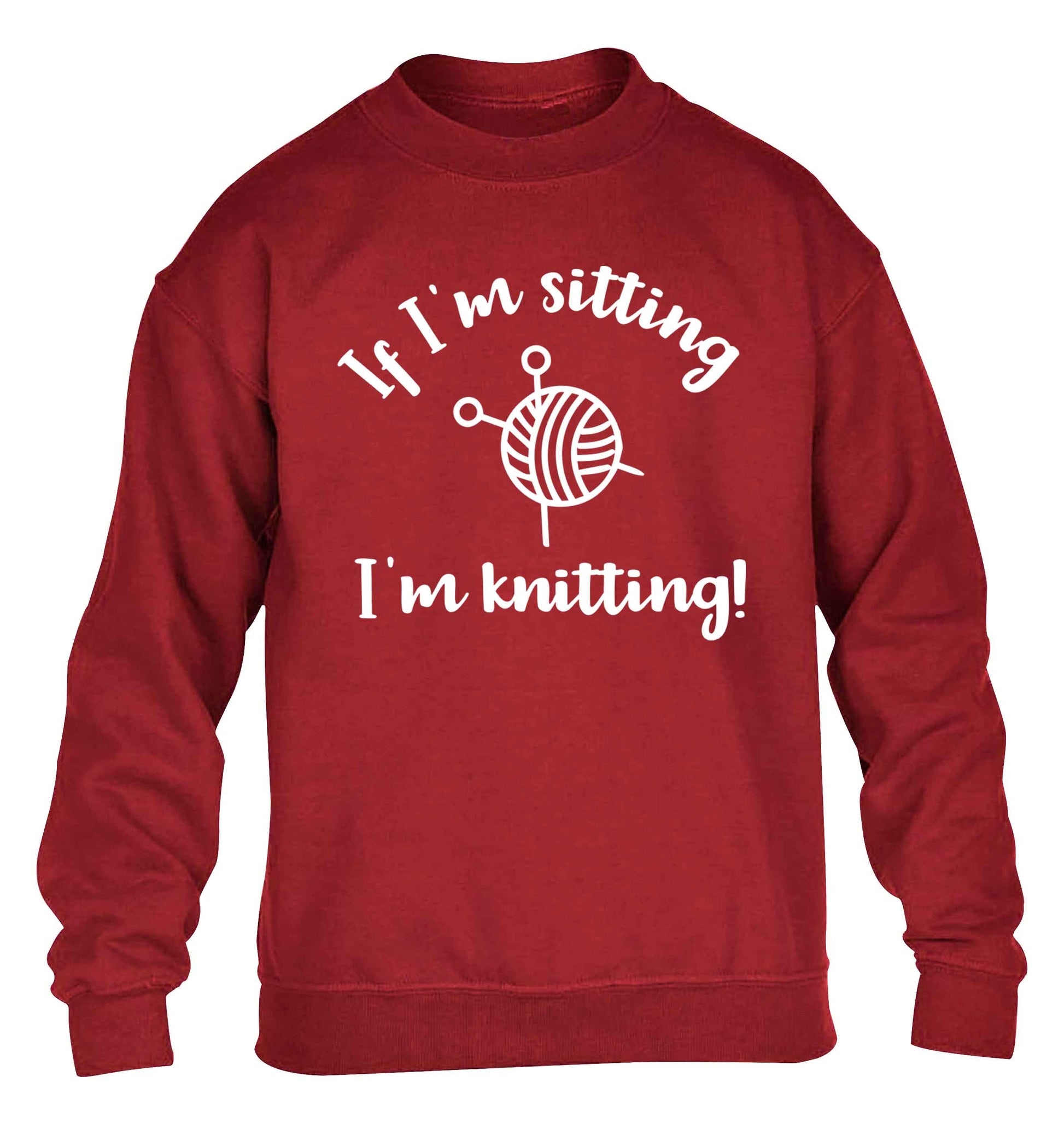 If I'm sitting I'm knitting children's grey sweater 12-13 Years