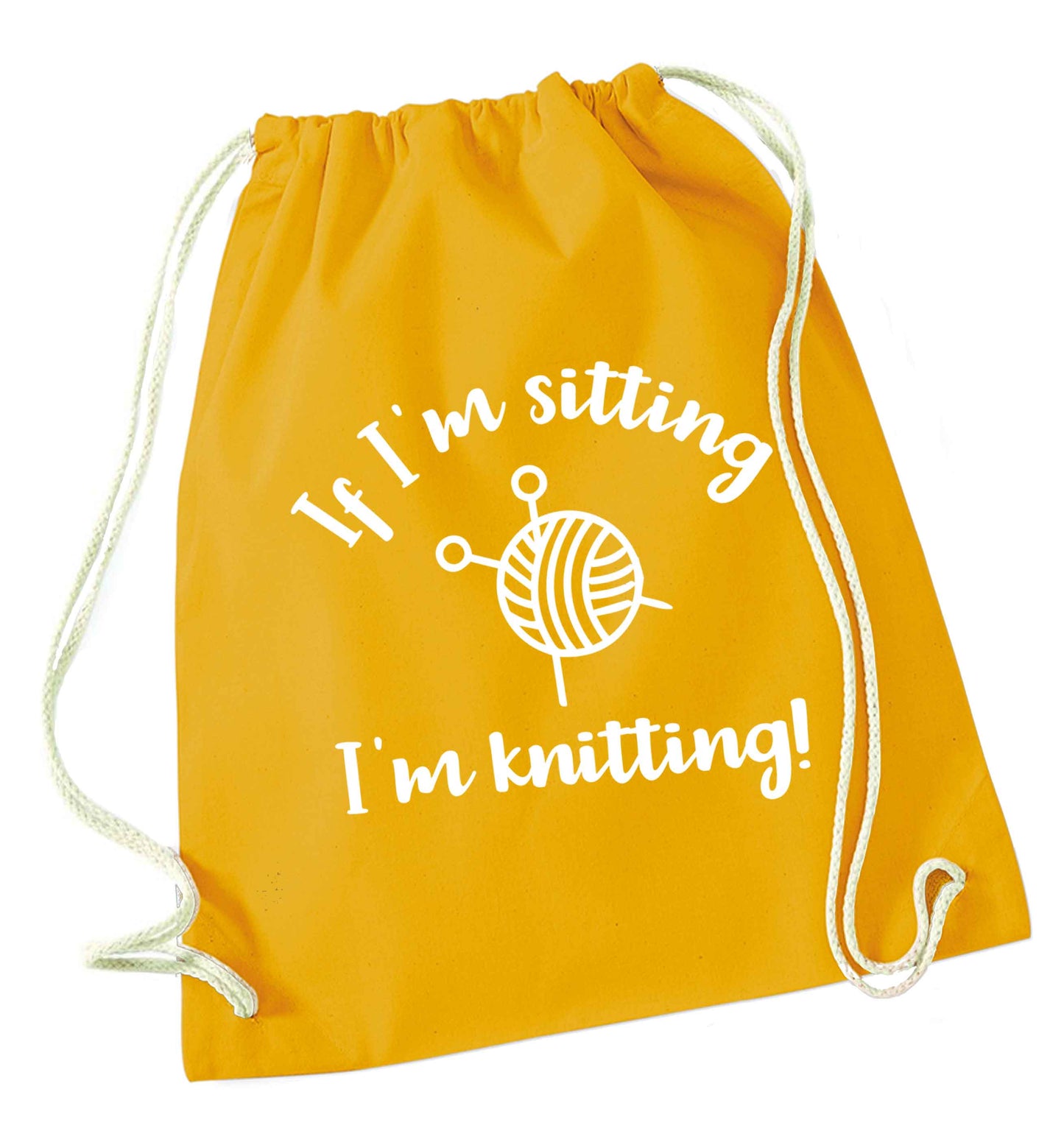 Merry Christmas mustard drawstring bag