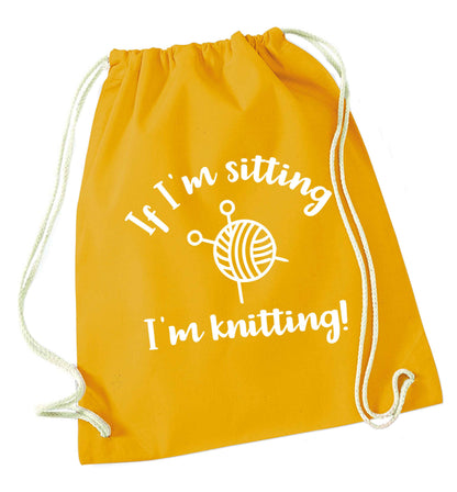 Merry Christmas mustard drawstring bag