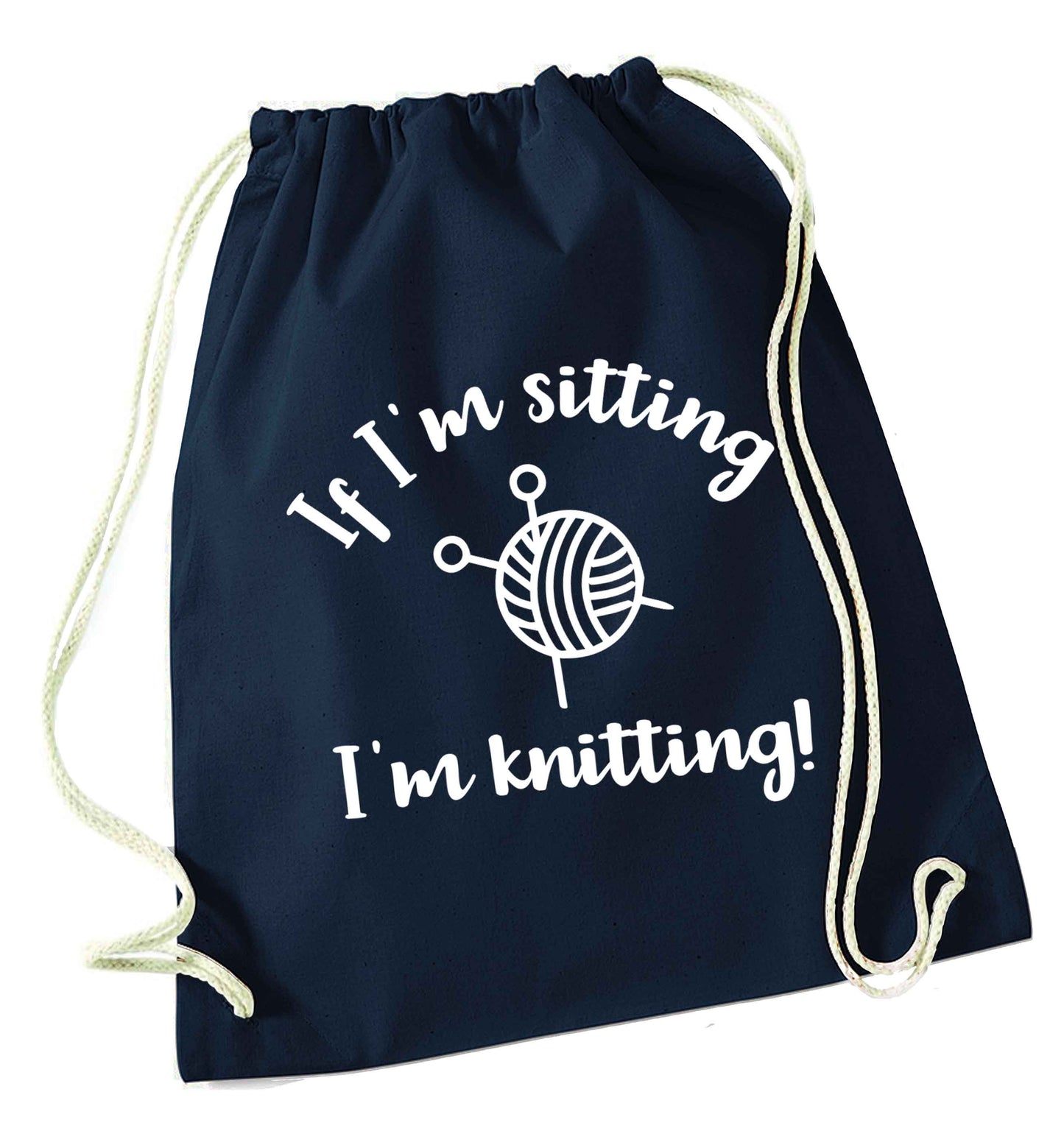 Merry Christmas navy drawstring bag