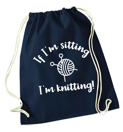 Merry Christmas navy drawstring bag