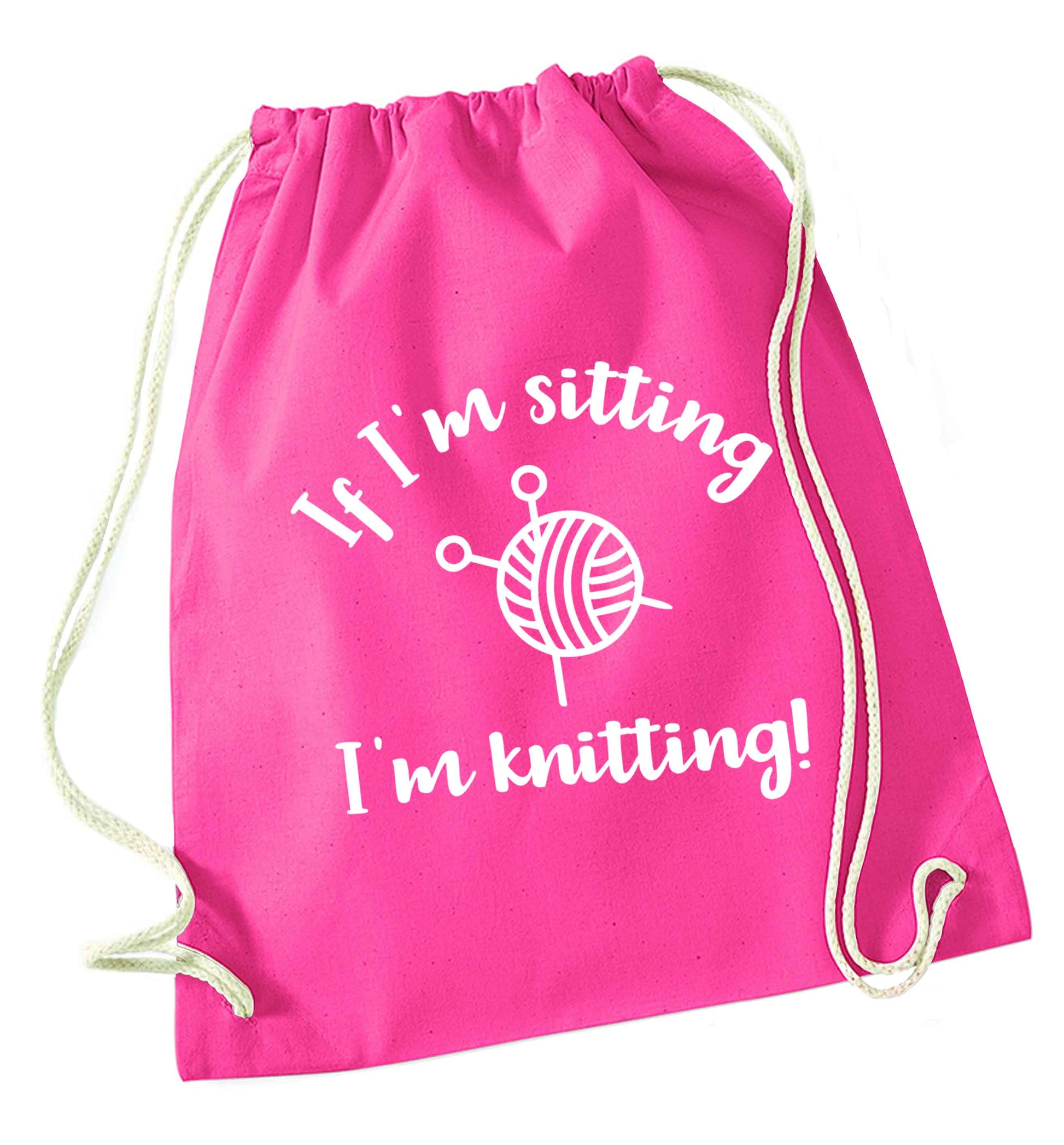 Merry Christmas pink drawstring bag