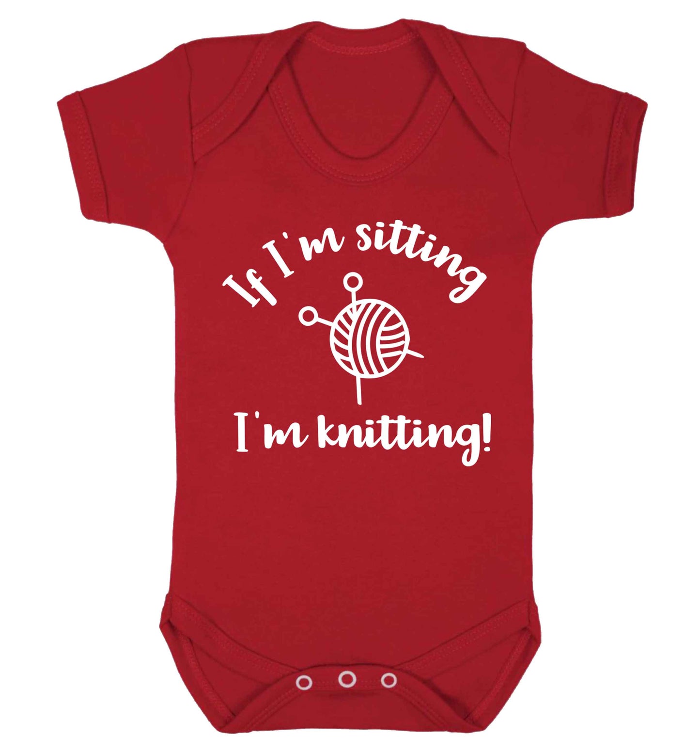 If I'm sitting I'm knitting Baby Vest red 18-24 months